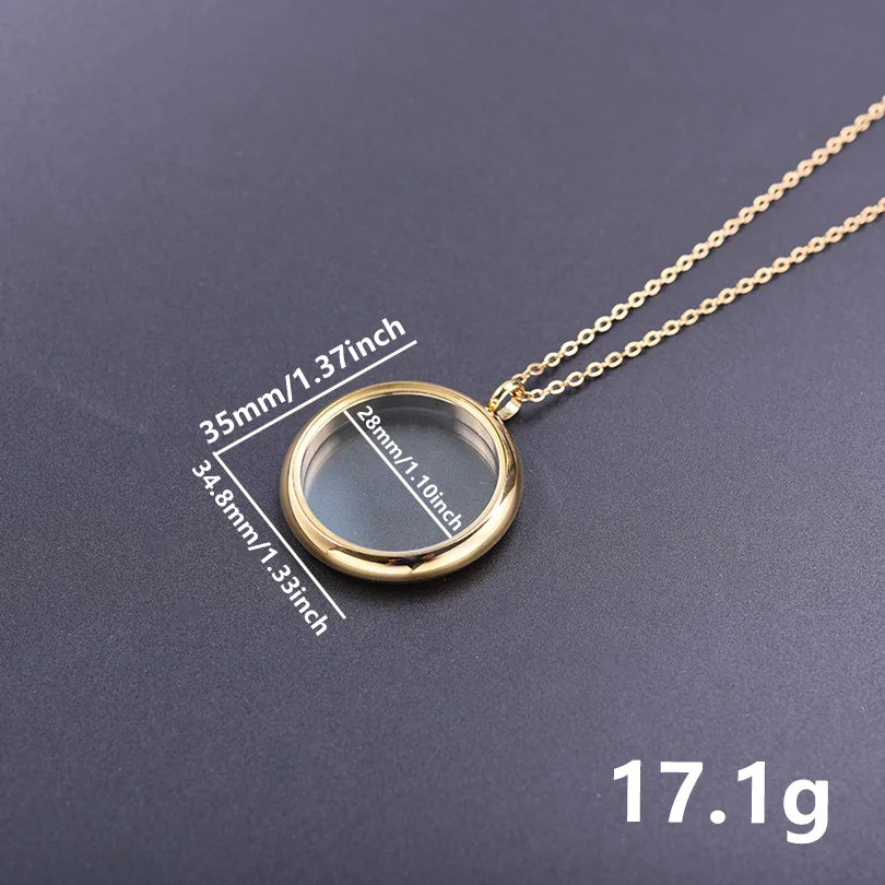 1Pc 17/28/32mm Stainless Steel Round Memory Ashes Locket Pendant Men Necklaces Diy Floating Relicario Coin Bezel Collar Jewelry
