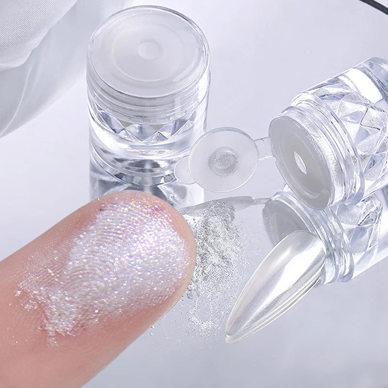 1Box Silver Gold Moonlight Mirror Nails Glitter Powder Metallic Silver Decoration For Nails Aurora Chrome Manicure Nail Art