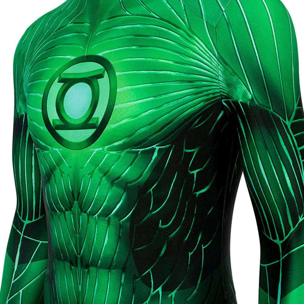 Zentai Hal Halloween Carnival Hero Outfit Green Zentai Lantern Cosplay Costume 3D Printing Superhero Jumpsuit With Eye Mask