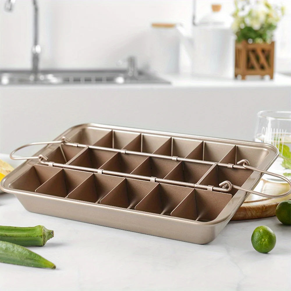 1pc Brownie Cake Pan With Dividers (12.2''x7.7'') Stainless Steel Loaf Pan Non-Stick Square Muffin Pan Blondie Bakeware