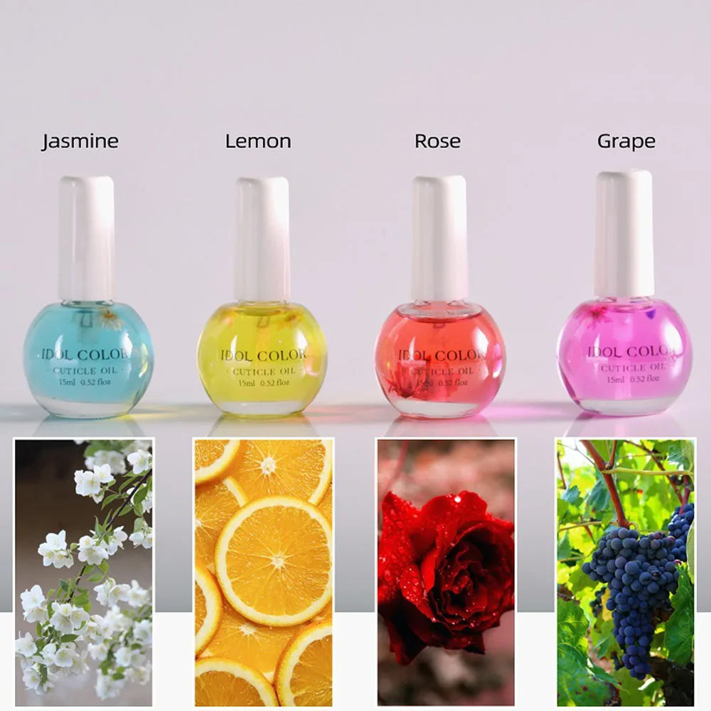 15ml Nail Cuticle Nutrition Oil Honey/Peach Strawberry/Orange/Lemon Cuticle Revitalizer Oil Prevent Nail Care Nourish Oil Tool