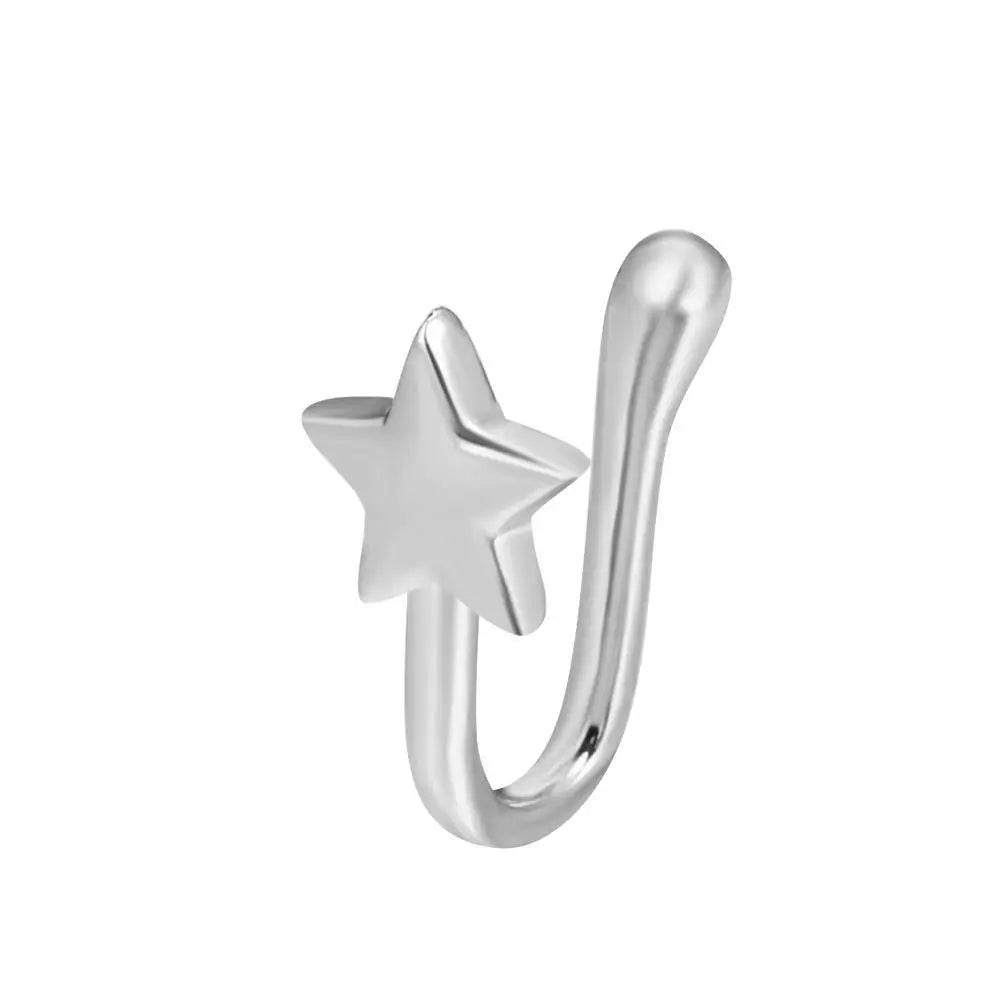 Men Women Nose Ring Clip Fake Septum Piering Rock Hip Hoop Punk Stainless Steel Body Jewelry Non Perforation Nose Clips Ring Z6
