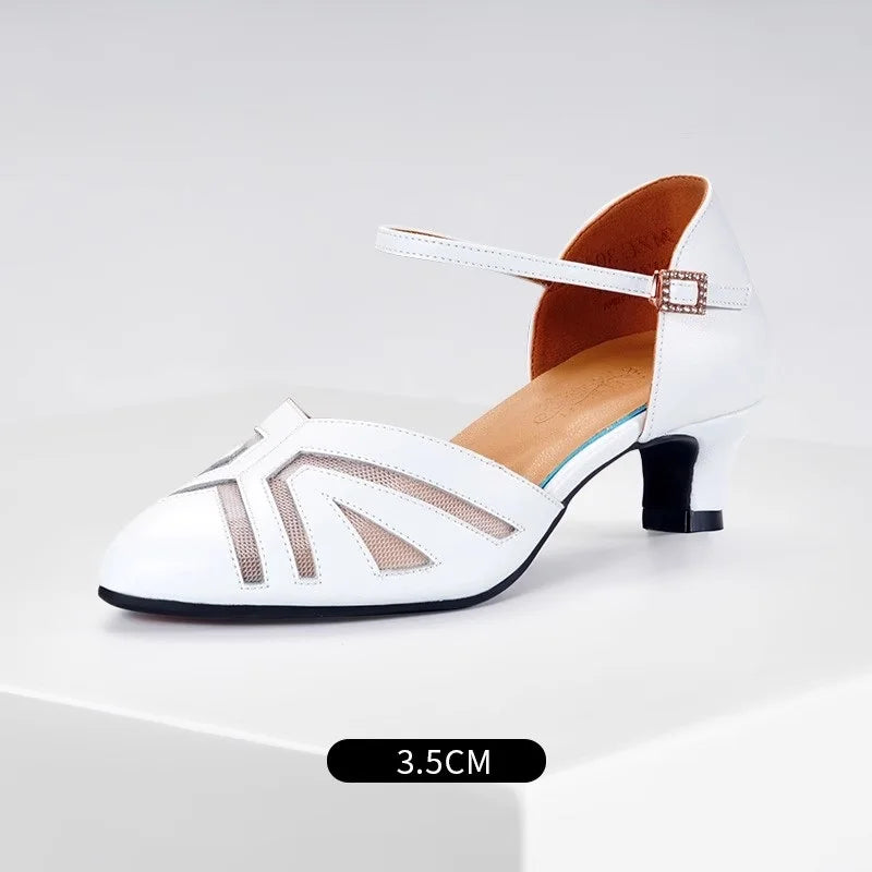 Square Dance Shoes Women Leather Sneakers Latin Dance Shoes Adult Social Ballroom Dancing Banquet Modern Dance Sandals Woman