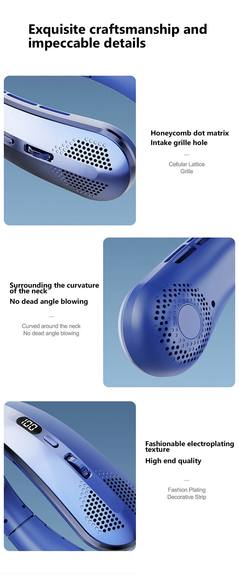 Xiaomi 8000mAh USB Hanging Neck Fan Portable Bladeless Mini Rechargeable Mute LED Digital Display Electric Air Cooler Handheld