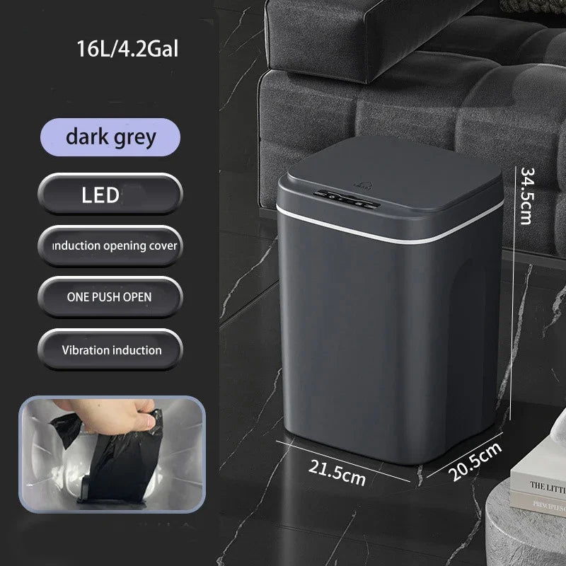 16L Automatic Sensor Trash Can Electric Touchless Smart Bin Kitchen Bathroom Waterproof Bucket Garbage With Lid Home Wastebasket