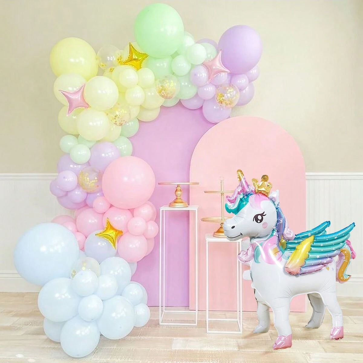 1pc Freestanding Cute Unicorn Balloon, Birthday Decoration, Rainbow Unicorn Party Supplies, Room Decoration