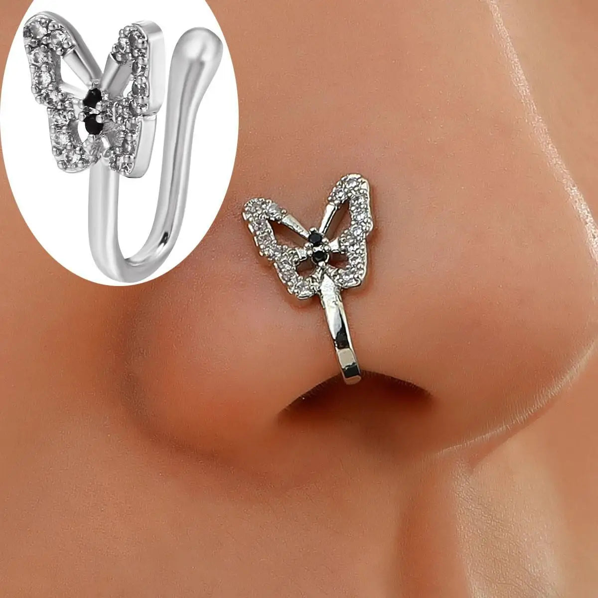 Men Women Nose Ring Clip Fake Septum Piering Rock Hip Hoop Punk Stainless Steel Body Jewelry Non Perforation Nose Clips Ring Z6