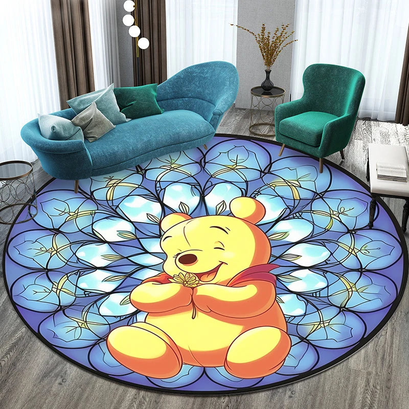 Winnie the Pooh Cute Cartoon Print Round Carpet.Bedroom,Balcony,Entry Door,Sofa,Chair Non-slip Mat.Gift,Picnic,Home Decorat,Rug