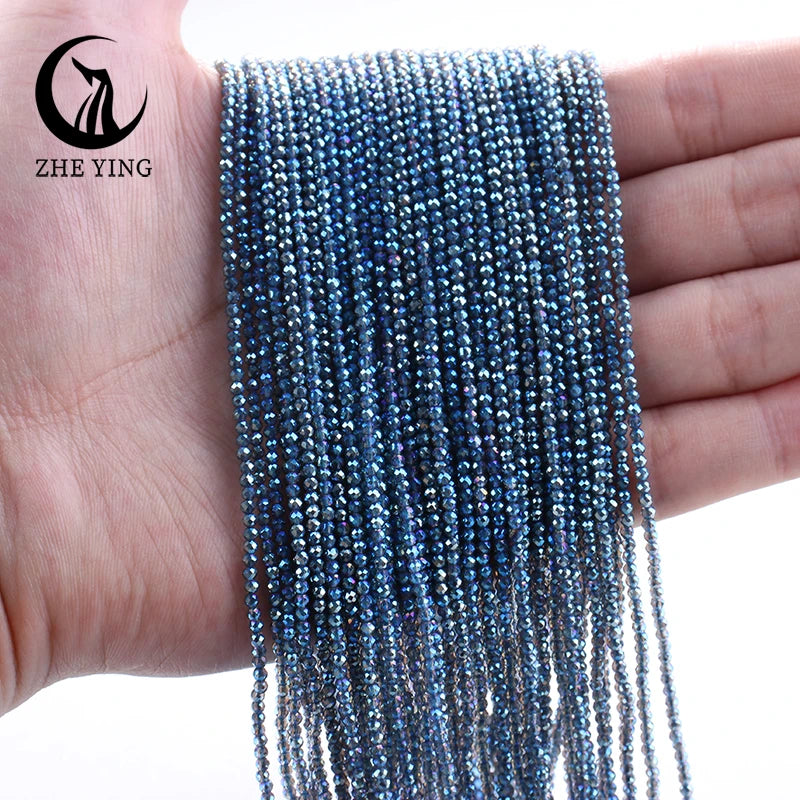 Zhe Ying New 2mm Electroplating AB Crystal Beads Small Loose Faceted Spacer Beads for Jewelry Making DIY Accessories