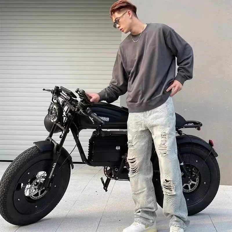 1500W 48V60AH Black Warrior Motorbikes 20inch Fat Tyre Electric Bike Adult Road Hydraulic brake E-bike Adult Road Electric Bike