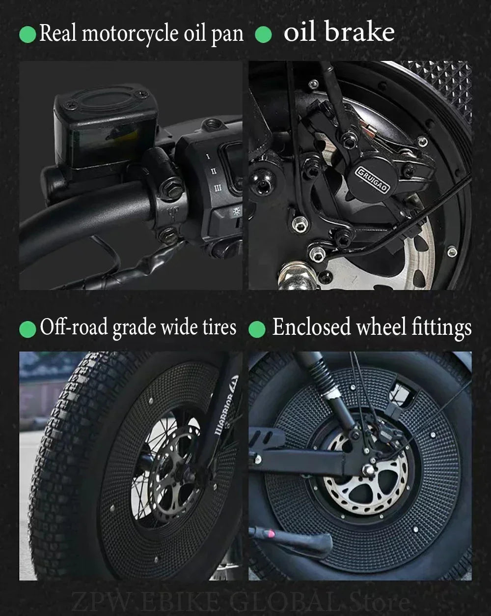 1500W 48V60AH Black Warrior Motorbikes 20inch Fat Tyre Electric Bike Adult Road Hydraulic brake E-bike Adult Road Electric Bike
