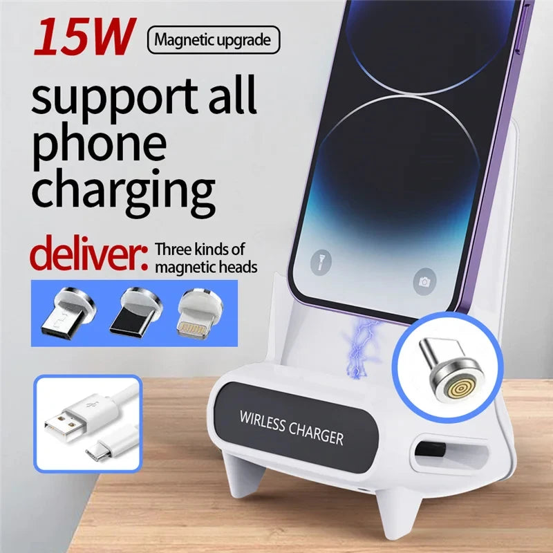 Wireless Charger Stand Pad Desktop Mobile Phone Holder Bracket 15W Fast Charging Station Dock Mount for iPhone Samsung Xiaomi LG