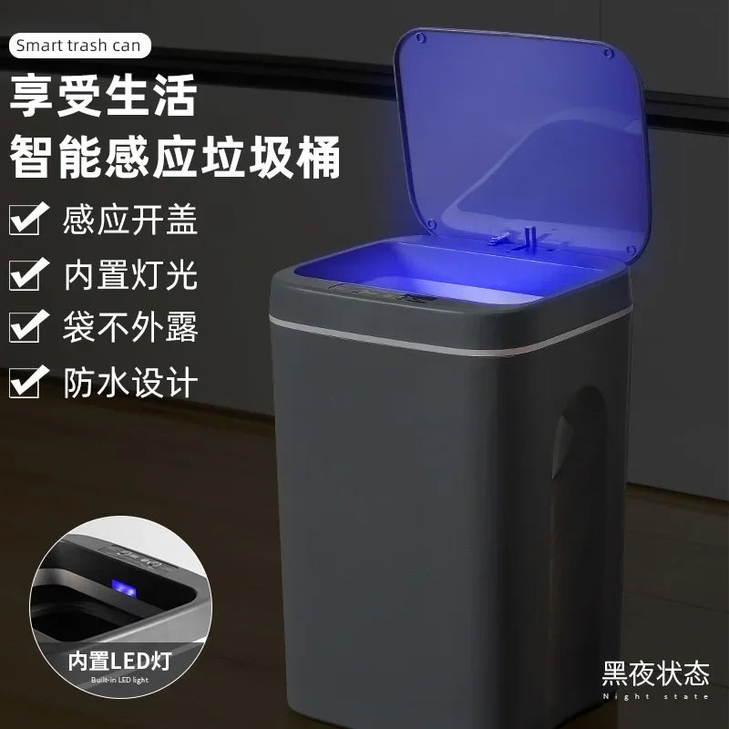 16L Automatic Sensor Trash Can Electric Touchless Smart Bin Kitchen Bathroom Waterproof Bucket Garbage With Lid Home Wastebasket