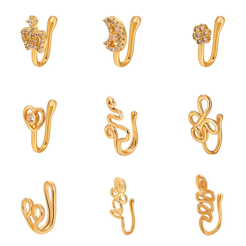 Men Women Nose Ring Clip Fake Septum Piering Rock Hip Hoop Punk Stainless Steel Body Jewelry Non Perforation Nose Clips Ring Z6