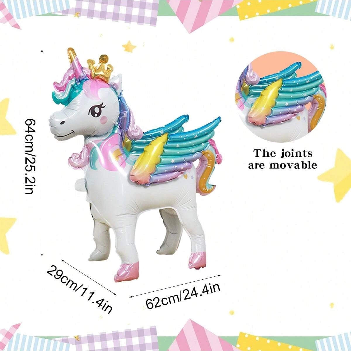 1pc Freestanding Cute Unicorn Balloon, Birthday Decoration, Rainbow Unicorn Party Supplies, Room Decoration