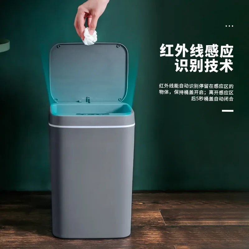 16L Automatic Sensor Trash Can Electric Touchless Smart Bin Kitchen Bathroom Waterproof Bucket Garbage With Lid Home Wastebasket