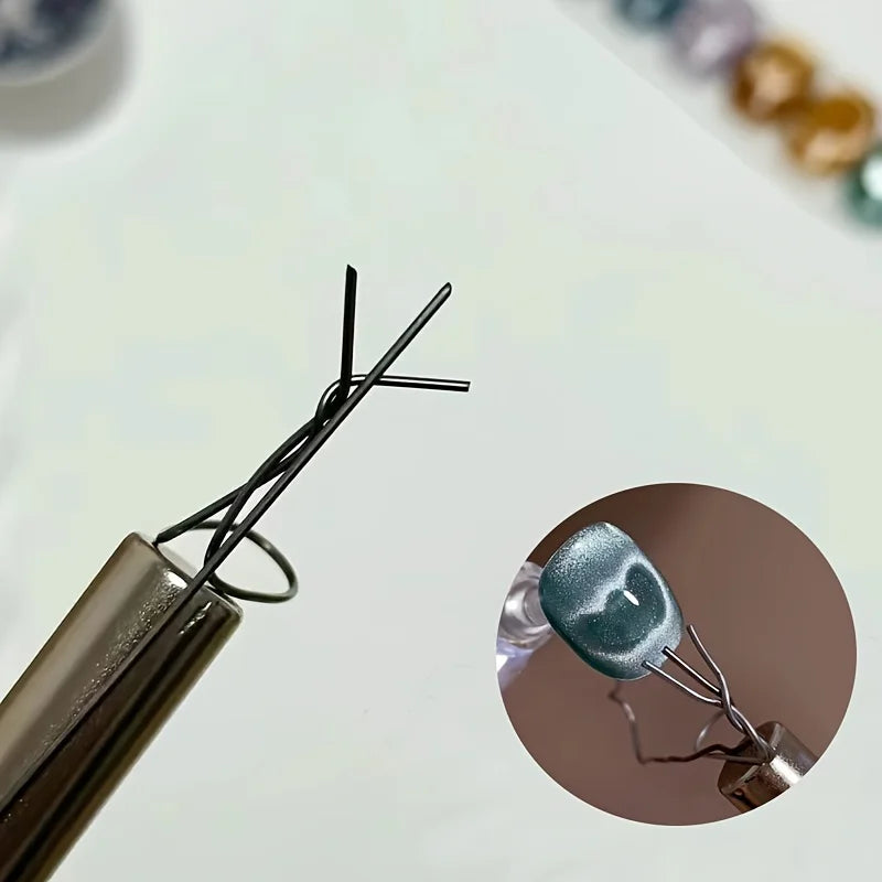1/2/3/6 Pc Cat Eye Nail Magnet Set with Flexible Iron Wire For Creating Heart & Ingot Shapes On Nails Nail Art Accessories Tools