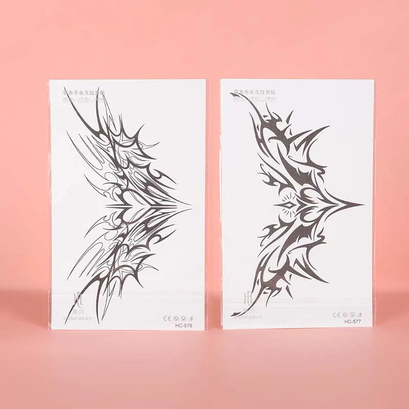 1pc Charming Tattoo Stickers Waterproof Lasting One To Two Weeks For Girls Belly Chest Back Waist Non-Reflective Thorn Cyan