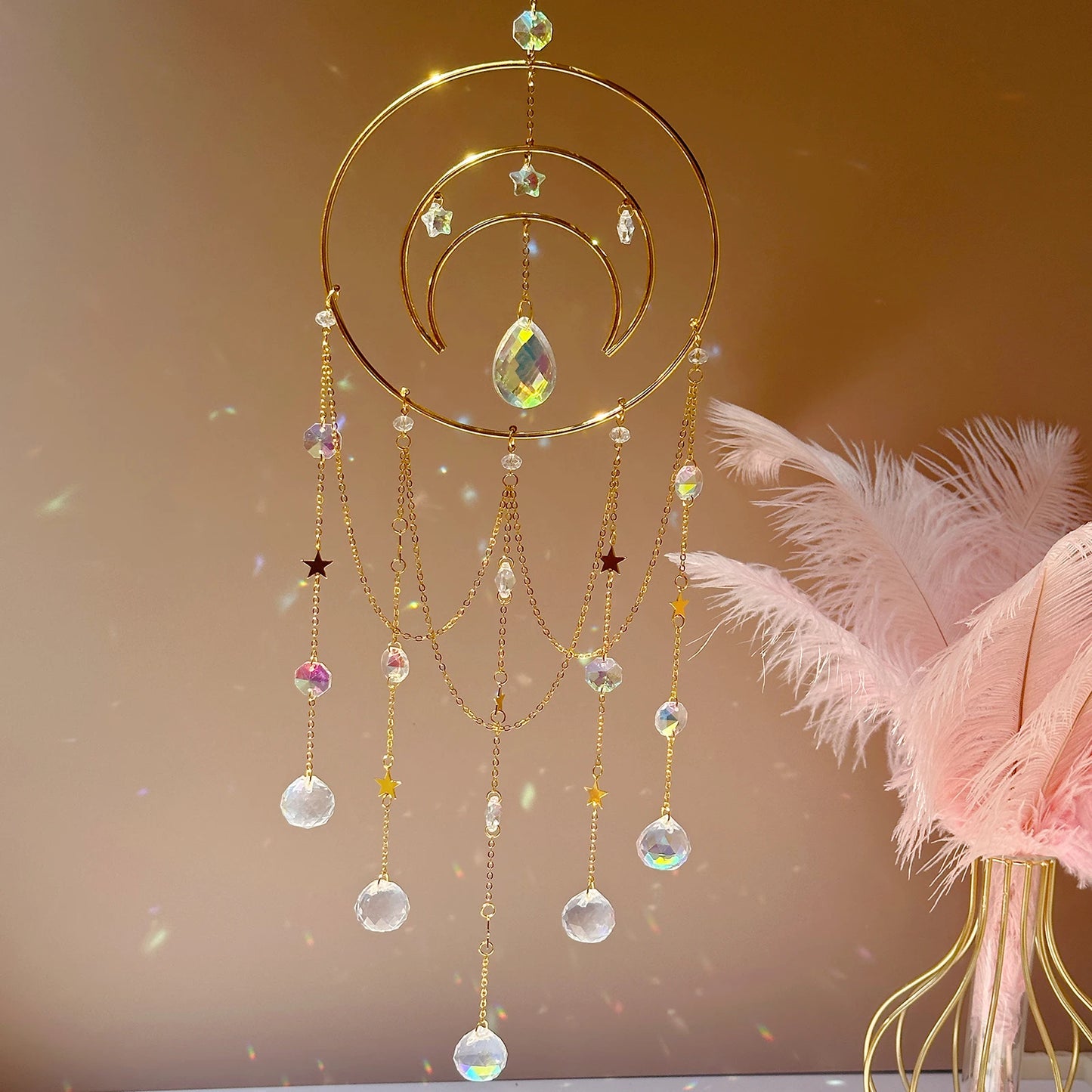 1PC Large Moon Suncatcher, Moon Crystal Wind Chime Charm, Charming Decoration, Charming Gift