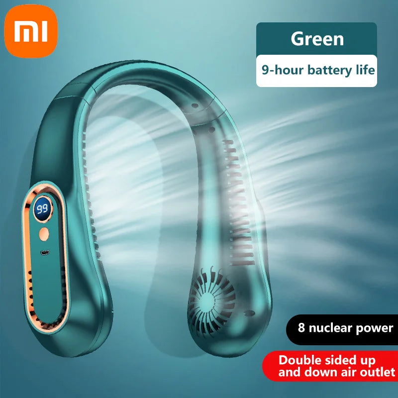 Xiaomi 8000mAh USB Hanging Neck Fan Portable Bladeless Mini Rechargeable Mute LED Digital Display Electric Air Cooler Handheld