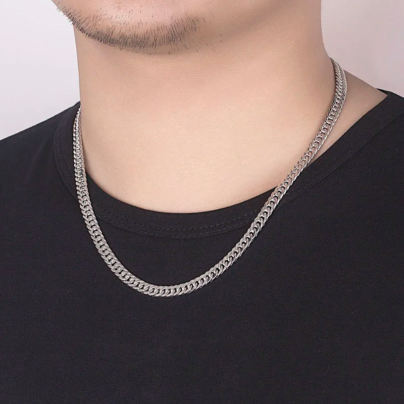 Fashion Original Brand 925 Stamped Silver Man 6MM Geometric Chain Bracelets Neckalces for Women Party Wedding Jewelry Sets