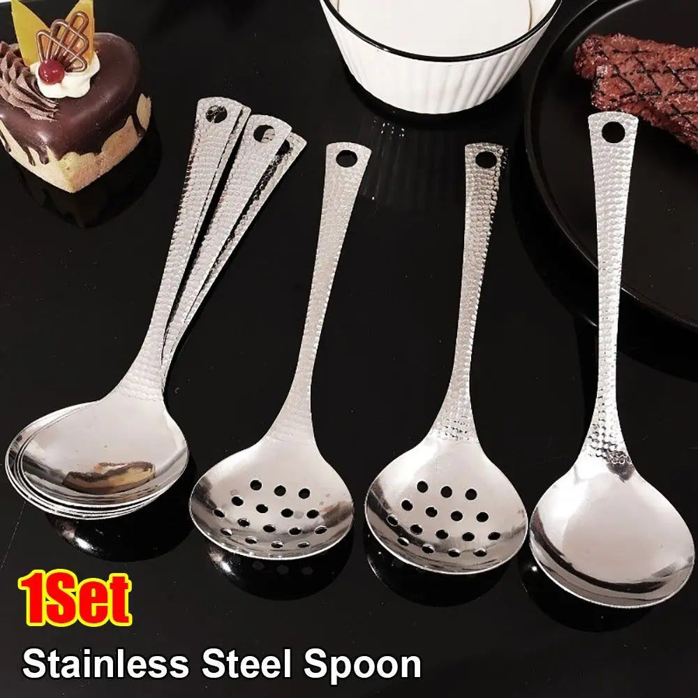 1/2Pcs New Leaky Long Handle Spoon Stainless Steel 20cm Soup Scoop Cooking Gadget for Hot Pot Restaurant Eating