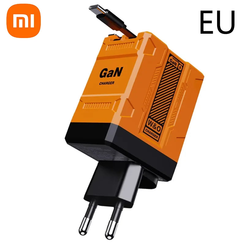 Xiaomi 120W GaN Fast Charger Compatible With Retractable Type-c And Ligtning Cable Portable Adapter For Iphone 16 Ipad Macbook