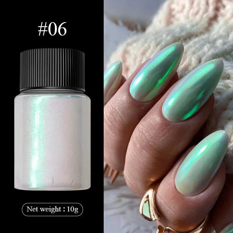 1Box Silver Gold Moonlight Mirror Nails Glitter Powder Metallic Silver Decoration For Nails Aurora Chrome Manicure Nail Art