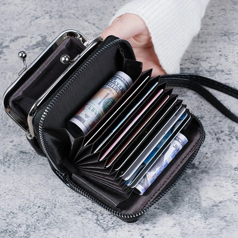Women's Wallets Vintage Style Coin Purses Large Capacity Card Holder Wrist Strap Short Small Change Storage Bag Women Wallet