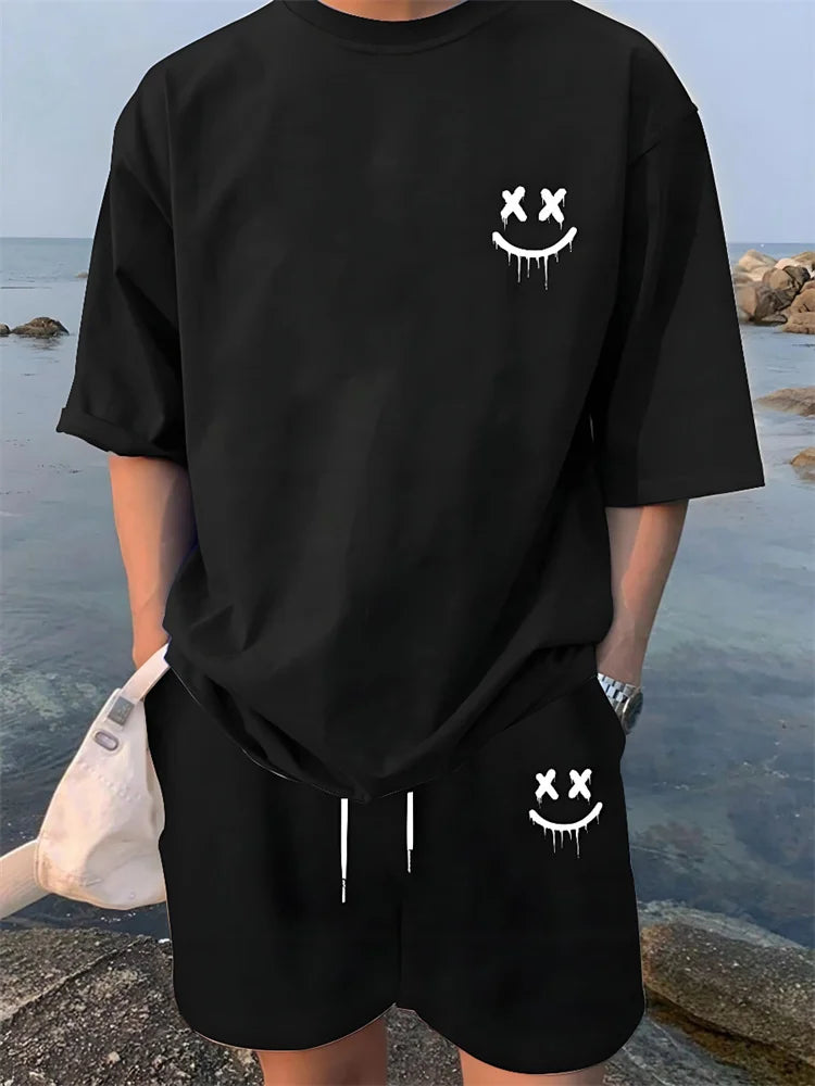 2 Piece Summer Casual Everyday Men's Short Sleeve Shorts Set Hawaiian Print Men's T-shirt Outdoor Sports Men's Beach Shorts