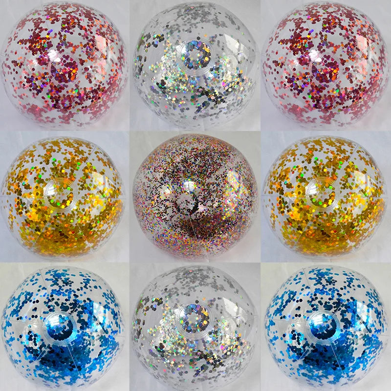 16 Inch Sequins Beach Ball Halloween Jumbo Pool Toys Balls Glitters Inflatable Clear Beach Ball Swimming Pool Water Beach Toys