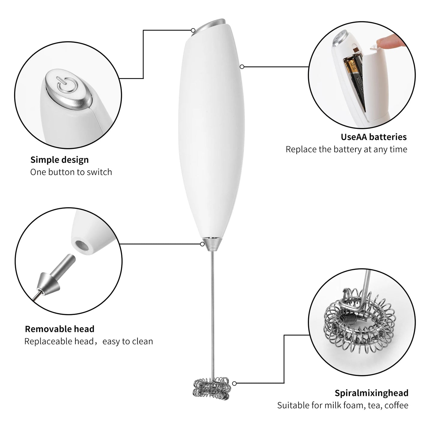 1PC Hand Blender Electric Egg Beater Milk Frother Wireless Mini Drink Mixer Foamer Household Kitchen Stirring Tools