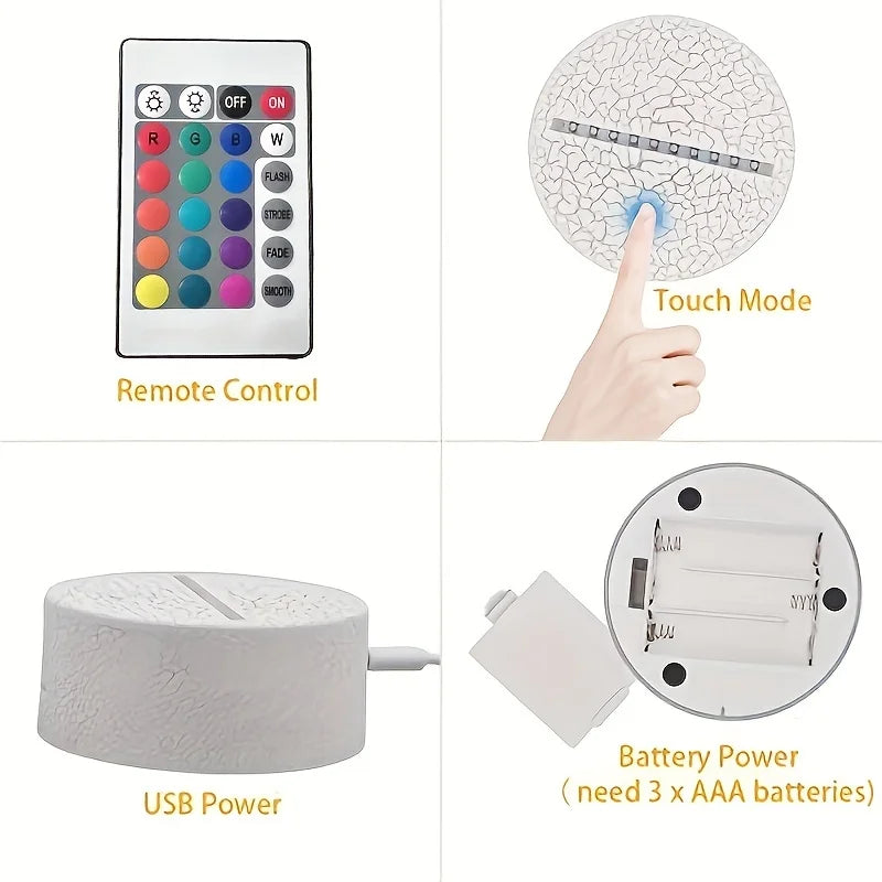 1pc Cute Pony 3D Night Light, With Touch & Remote Control, 16-Color Changing Ambient Light/7-Color /Warm Color For Bedroom