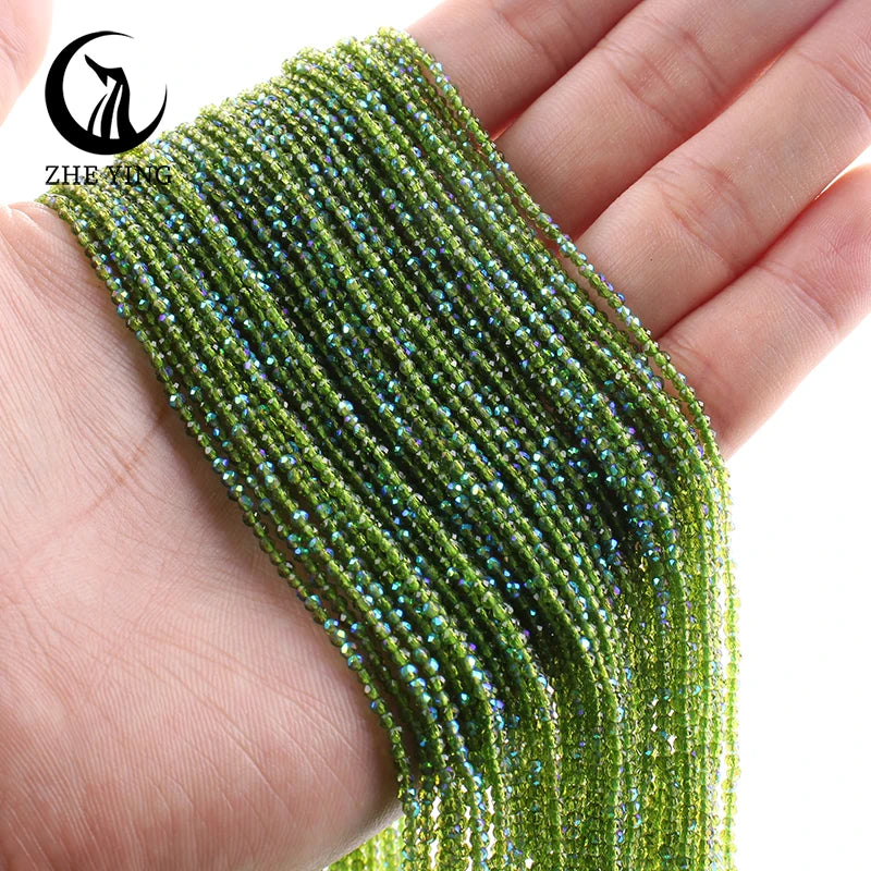 Zhe Ying New 2mm Electroplating AB Crystal Beads Small Loose Faceted Spacer Beads for Jewelry Making DIY Accessories