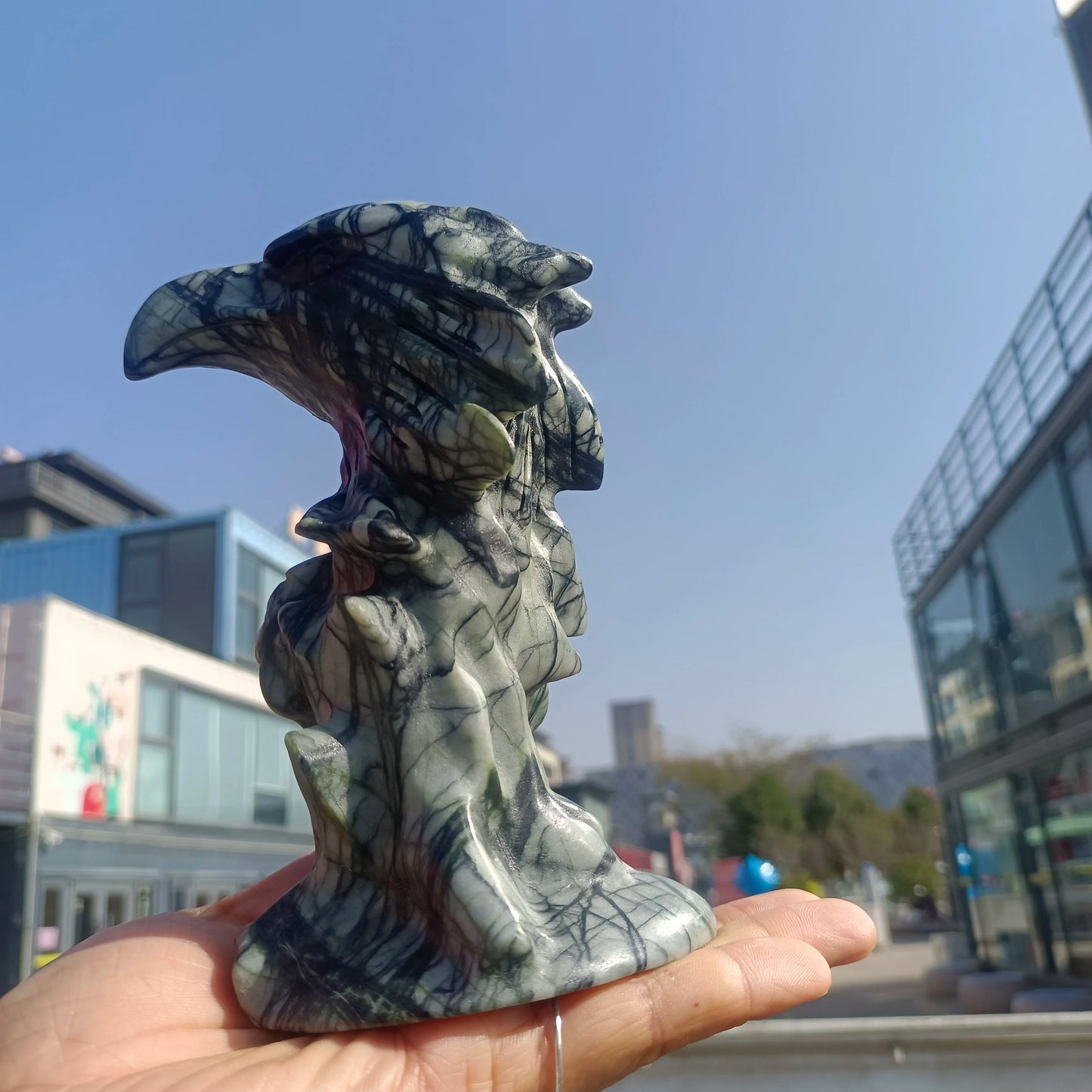 17cm Natural Tree Jade Eagle, Hand-Carved From Quartz Crystal Rough Stone, Mineral, Spiritual Energy, Healing Eagle