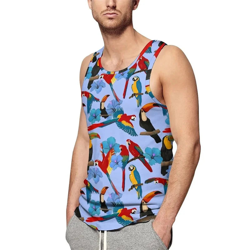 New Summer 3D Cute Animal Birds Printing Tank Top For Men Fashion Kid Streetwear Vest Hawaiian Harajuku Tank Tops Unisex Clothes