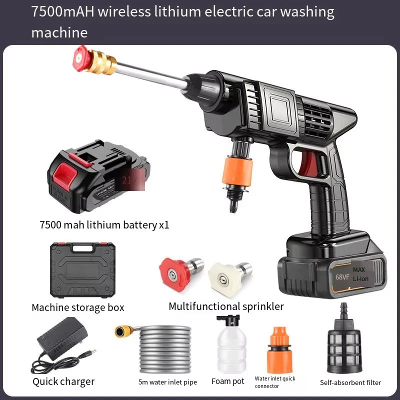 Wireless High Pressure Car Washing Machine with Lithium Battery Rechargeable Electric Car Washer Portable Water Gun Kit Cleaner