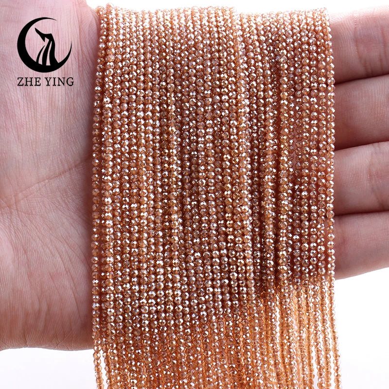 Zhe Ying New 2mm Electroplating AB Crystal Beads Small Loose Faceted Spacer Beads for Jewelry Making DIY Accessories