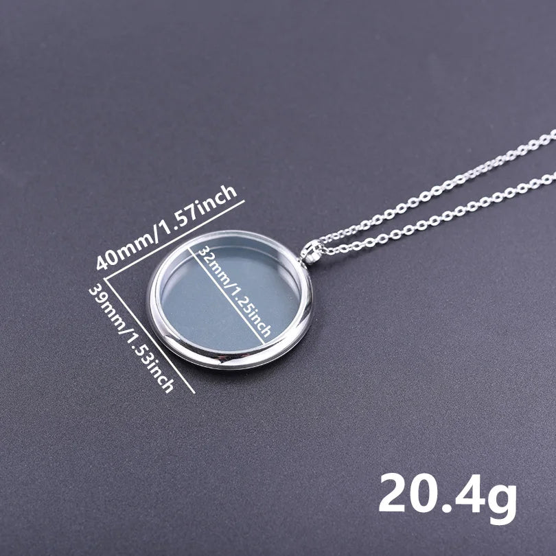 1Pc 17/28/32mm Stainless Steel Round Memory Ashes Locket Pendant Men Necklaces Diy Floating Relicario Coin Bezel Collar Jewelry