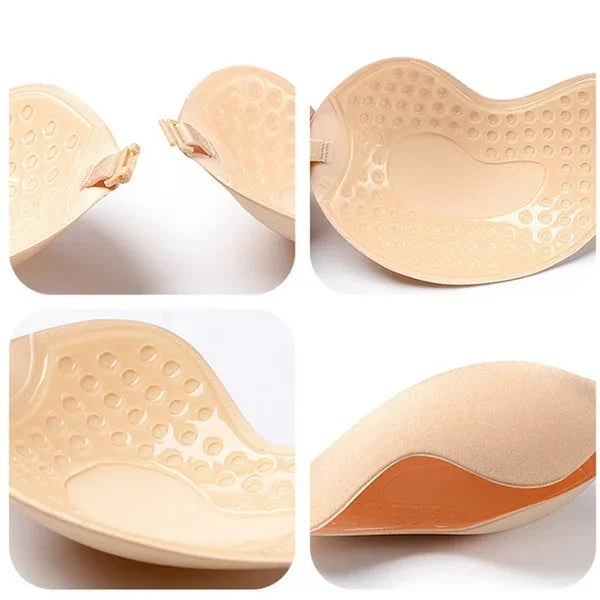 Invisible Push Up Bra for Women Backless Strapless Bra Seamless Front Closure Bralette Underwear Silicone Self-Adhesive Bra Pad