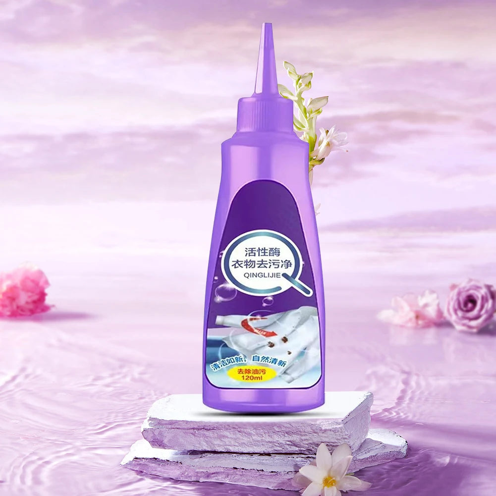 120 ML Clean Linen Active Enzyme Laundry Detergent High Efficiency Blossom Works on Most Coffee Mud Grease Oil Stain Remove