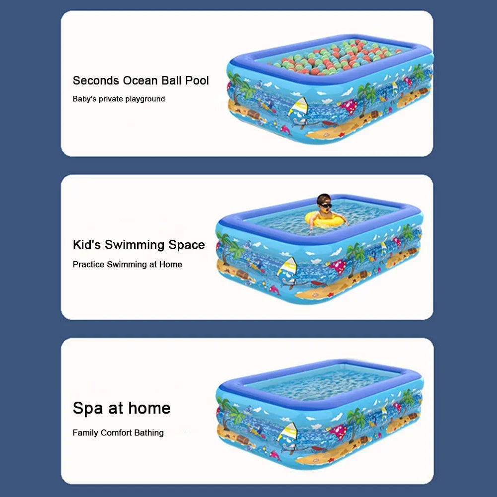 110-180CM Inflatable Swimming Pool Indoor Outdoor PVC Swimming Pool Cartoon Thickening Swimming Pool for Toddler Kids Pool