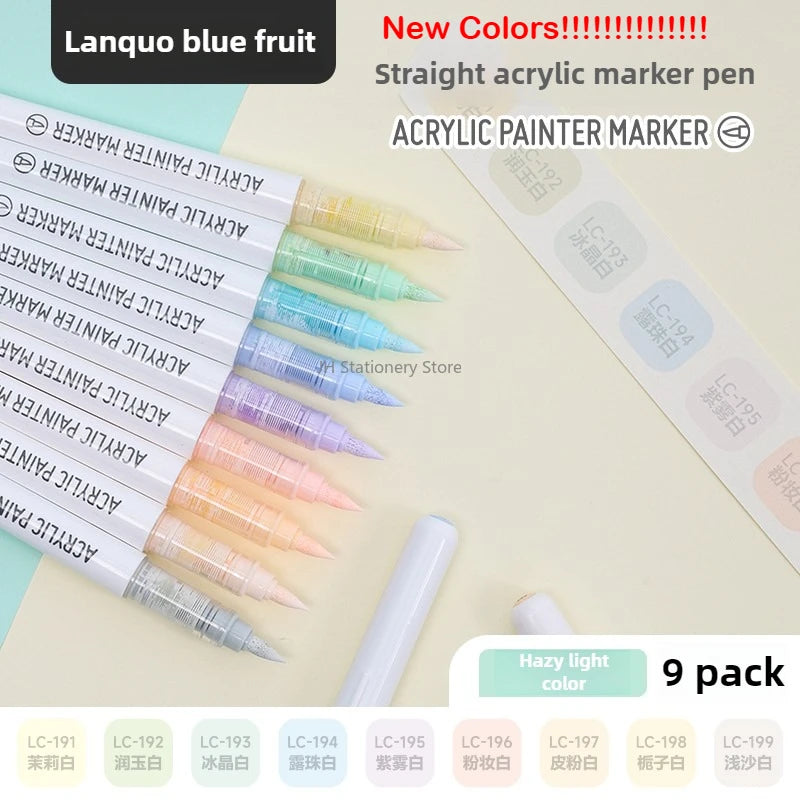 171/9 Direct Liquid Acrylic Art Markers Paint Pens Brush Color Marker for Rock Painting Stone Glass DIY Art Supplies Stationery