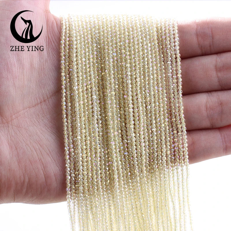 Zhe Ying New 2mm Electroplating AB Crystal Beads Small Loose Faceted Spacer Beads for Jewelry Making DIY Accessories