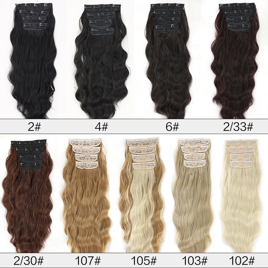 AILIADE 11Clips Long wavy Synthetic Clip On Hair Extensions Cheveux Clip Naturel High Temperature Fiber Black Brown Hairpiece