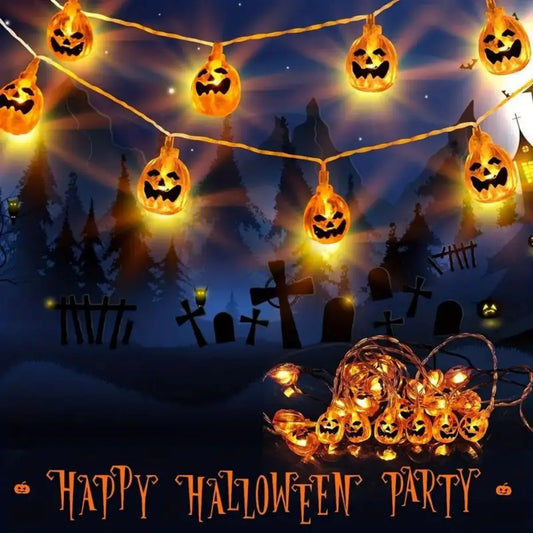 1pc Halloween Decor Pumpkin String Lights, 10/20LEDs Battery Operated Halloween Light, Outdoor Halloween Decoration