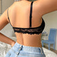 Women's Black Sexy Deep V Front Button Underwear Lace Bra Push Up Support Comfortable Thin Cup Underwire Bra Suitable for Dates