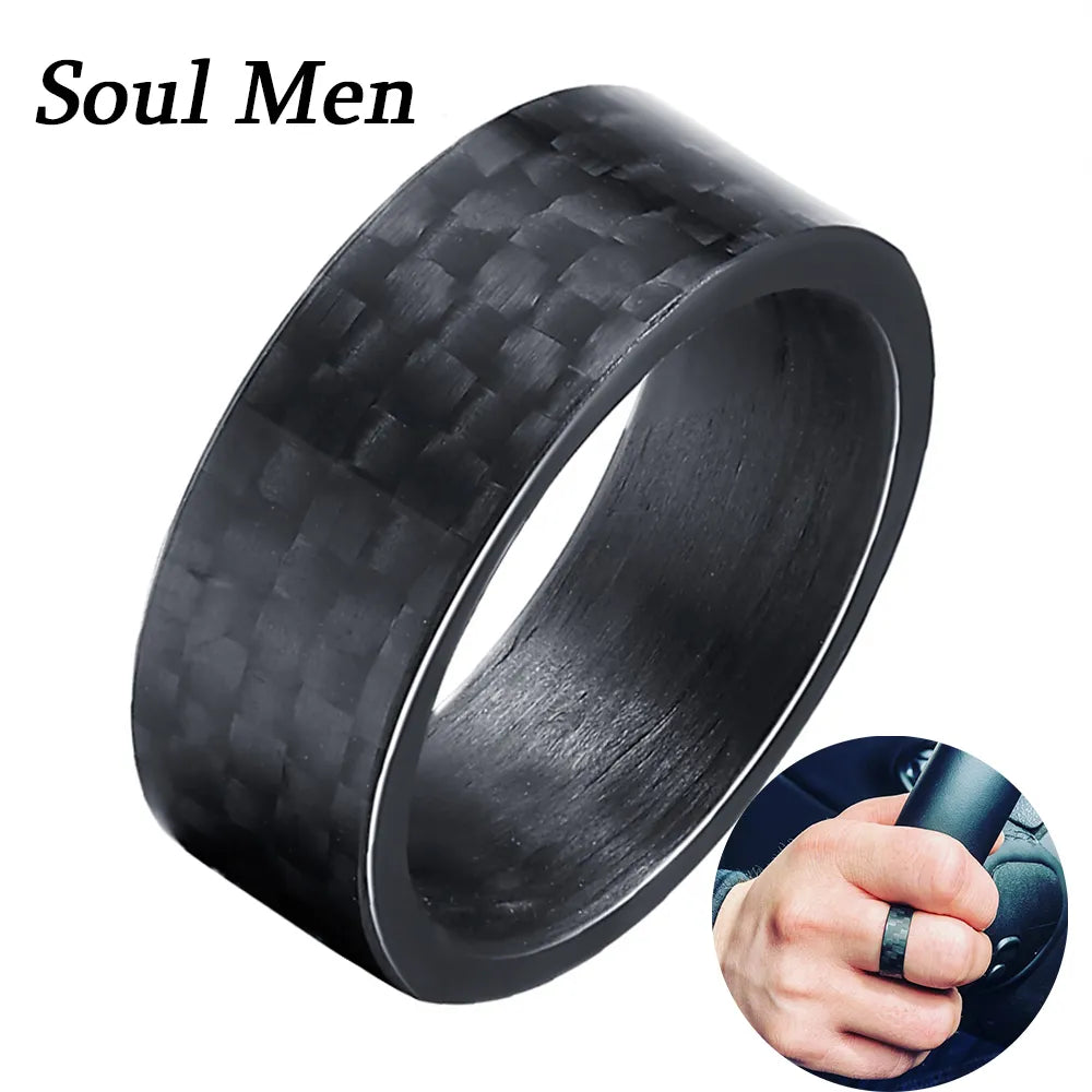 Black Rings Carbon Fiber Spinner Rings Men Women Unique Punk Wedding Engagement Band Stainless Steel bague anti stress