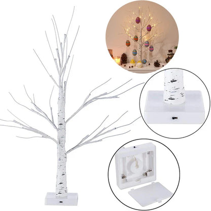 Easter Decorations Lighted Birch Tree with Easter Egg Ornaments for Spring party Tabletop Home decor Easter Party Kids Gifts