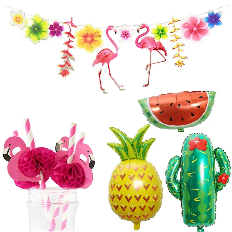 Hawaii Party Luau Flamingo Party Decorations Pineapple Summer Tropical Party Supplies Hawaiian Birthday Party Decor Wedding